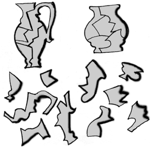 Рисунок разбитый на части. Пазл Разбитая ваза. Задания Собери осколки для детей. Разбитая ваза нарисовать. Собери вазу.